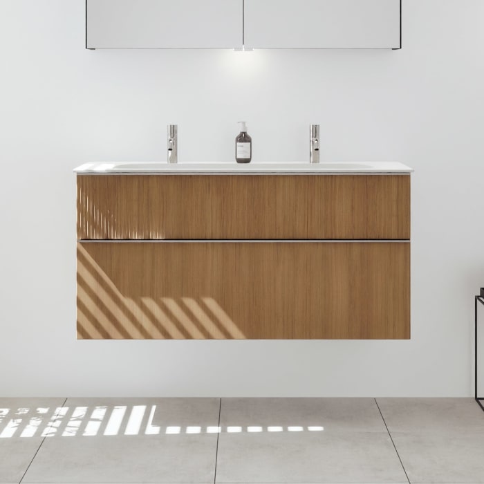 burgbad Fiumo 2.0 Mineralguss-Waschtisch mit Waschtischunterschrank 122 cm, mit Griff G0146