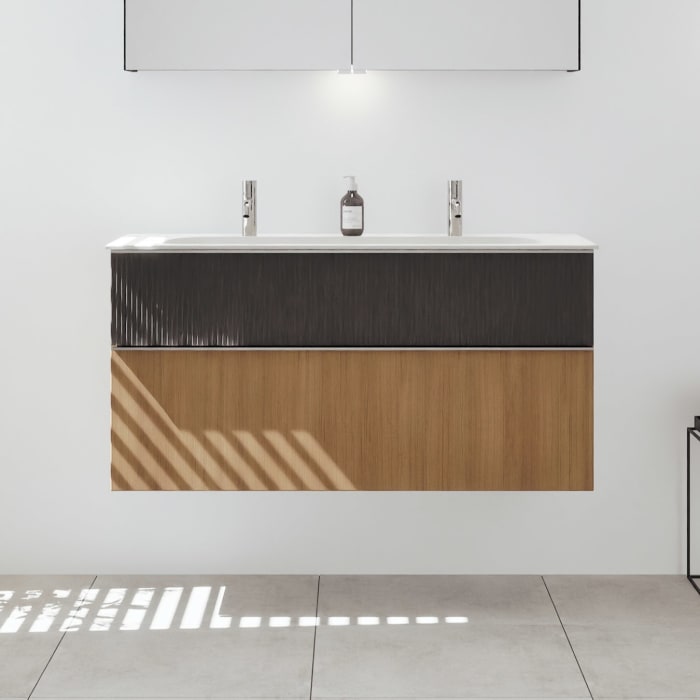 burgbad Fiumo 2.0 Mineralguss-Waschtisch mit Waschtischunterschrank 122 cm, mit Griff G0146