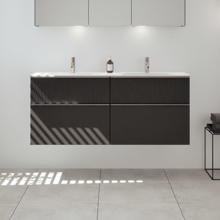 burgbad Fiumo 2.0 Mineralguss-Waschtisch mit Waschtischunterschrank 142 cm, mit Griff G0146