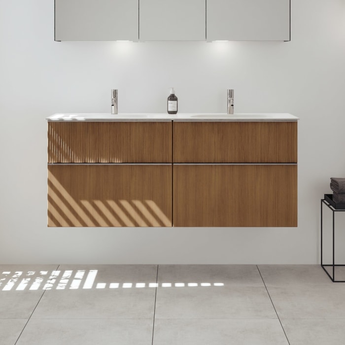 burgbad Fiumo 2.0 Mineralguss-Waschtisch mit Waschtischunterschrank 142 cm, mit Griff G0146