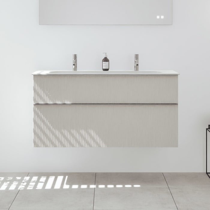 burgbad Fiumo 2.0 Mineralguss-Waschtisch mit Waschtischunterschrank 122 cm, mit Griff G0146