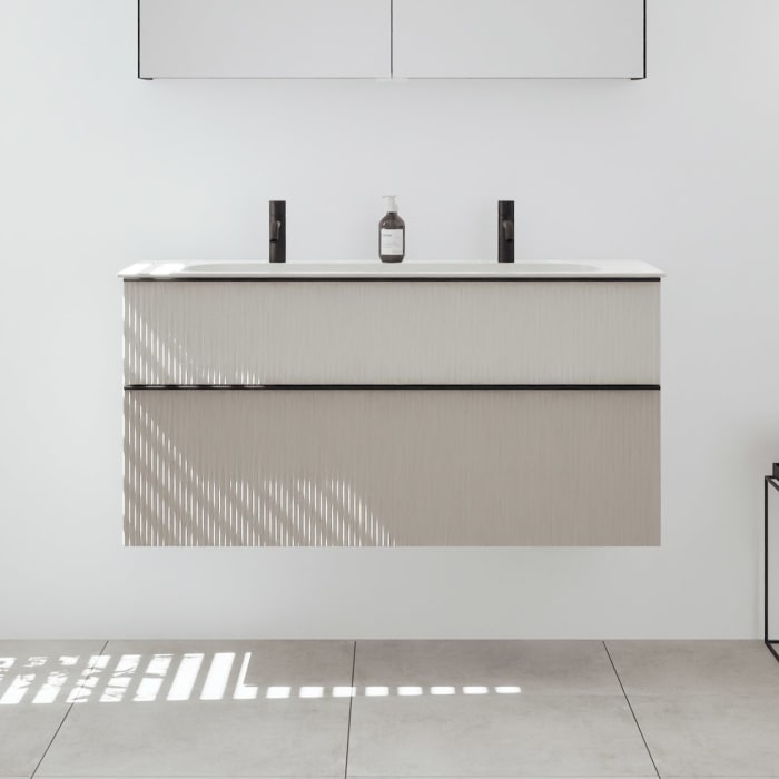 burgbad Fiumo 2.0 Mineralguss-Waschtisch mit Waschtischunterschrank 122 cm, mit Griff G0200