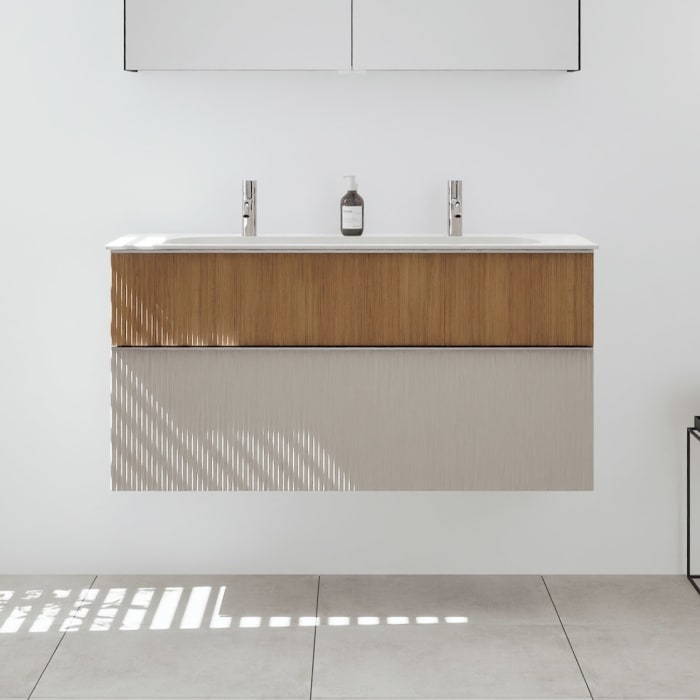 burgbad Fiumo 2.0 Mineralguss-Waschtisch mit Waschtischunterschrank 122 cm, mit Griff G0146