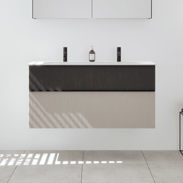 burgbad Fiumo 2.0 Mineralguss-Waschtisch mit Waschtischunterschrank 122 cm, mit Griff G0200