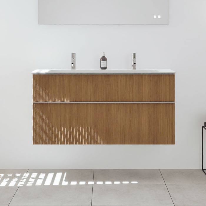 burgbad Fiumo 2.0 Mineralguss-Waschtisch mit Waschtischunterschrank 122 cm, mit Griff G0146