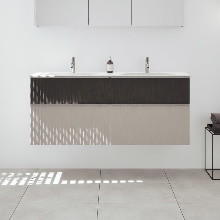 burgbad Fiumo 2.0 Mineralguss-Waschtisch mit Waschtischunterschrank 142 cm, mit Griff G0146