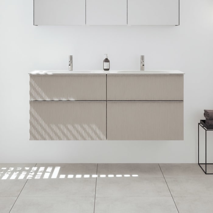 burgbad Fiumo 2.0 Mineralguss-Waschtisch mit Waschtischunterschrank 142 cm, mit Griff G0146