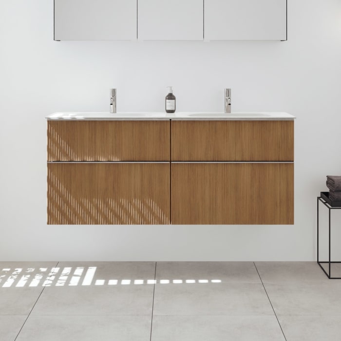 burgbad Fiumo 2.0 Mineralguss-Waschtisch mit Waschtischunterschrank 142 cm, mit Griff G0146