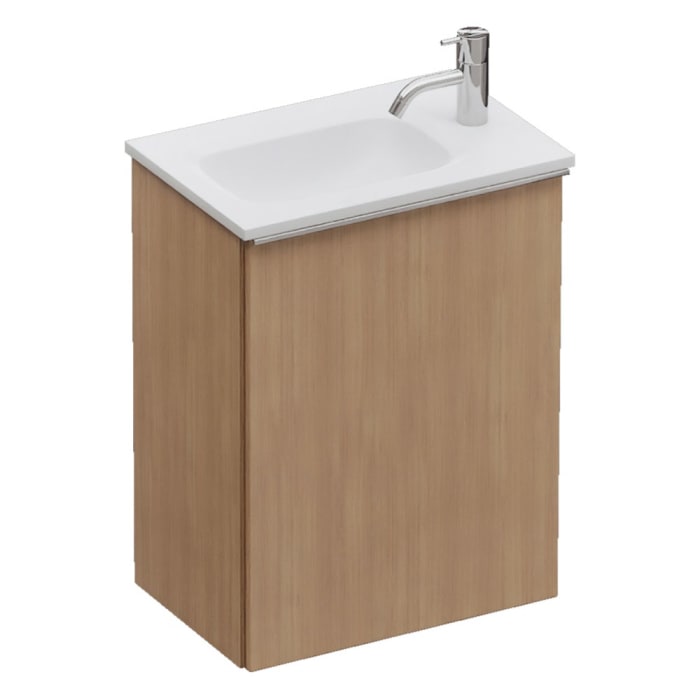 burgbad Fiumo 2.0 Mineralguss-Waschtisch mit Waschtischunterschrank 47 cm, mit Griff G0146