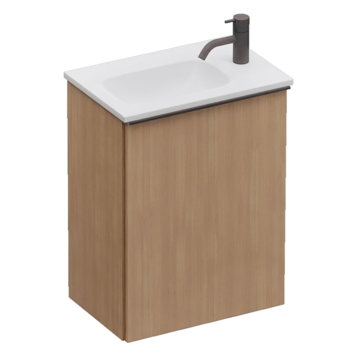 burgbad Fiumo 2.0 Mineralguss-Waschtisch mit Waschtischunterschrank 47 cm, mit Griff G0200