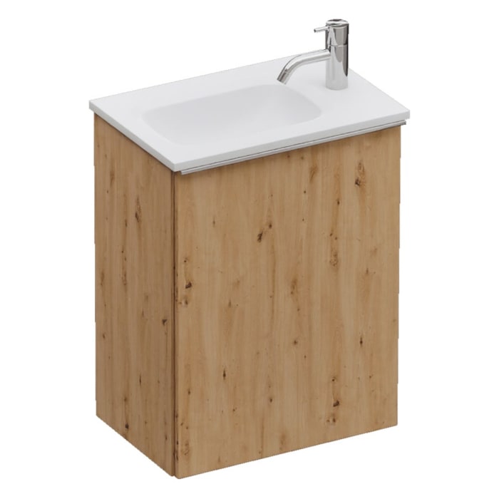 burgbad Fiumo 2.0 Mineralguss-Waschtisch mit Waschtischunterschrank 47 cm, mit Griff G0146