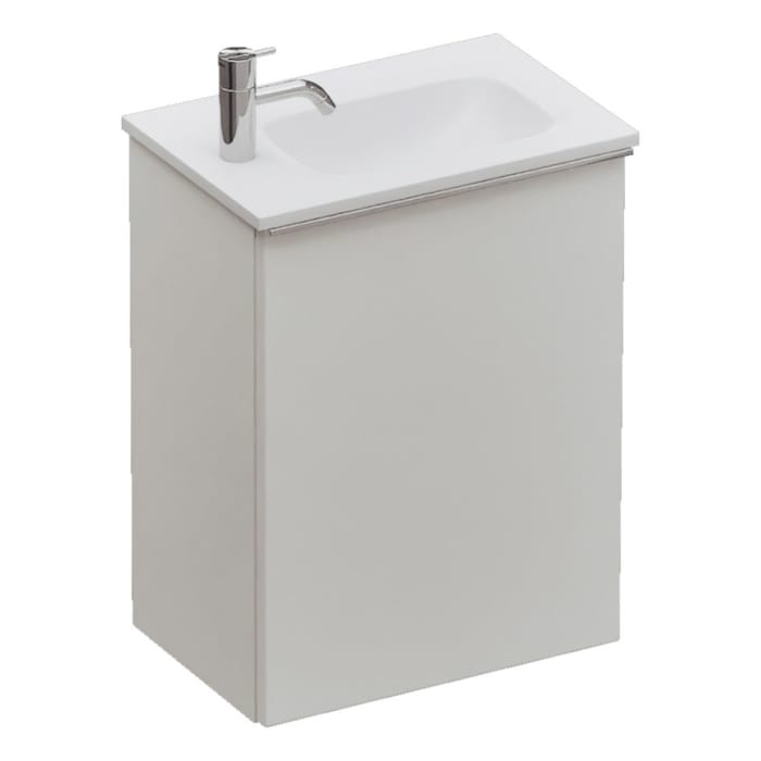 burgbad Fiumo 2.0 Mineralguss-Waschtisch mit Waschtischunterschrank 47 cm, mit Griff G0146