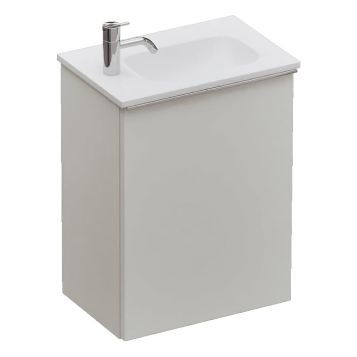 burgbad Fiumo 2.0 Mineralguss-Waschtisch mit Waschtischunterschrank 47 cm, mit Griff G0146