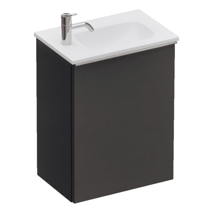 burgbad Fiumo 2.0 Mineralguss-Waschtisch mit Waschtischunterschrank 47 cm, mit Griff G0146