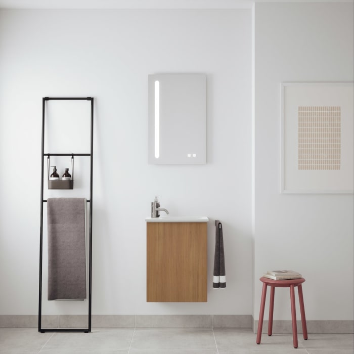 burgbad Fiumo 2.0 Mineralguss-Waschtisch mit Waschtischunterschrank 47 cm, mit Griff G0146