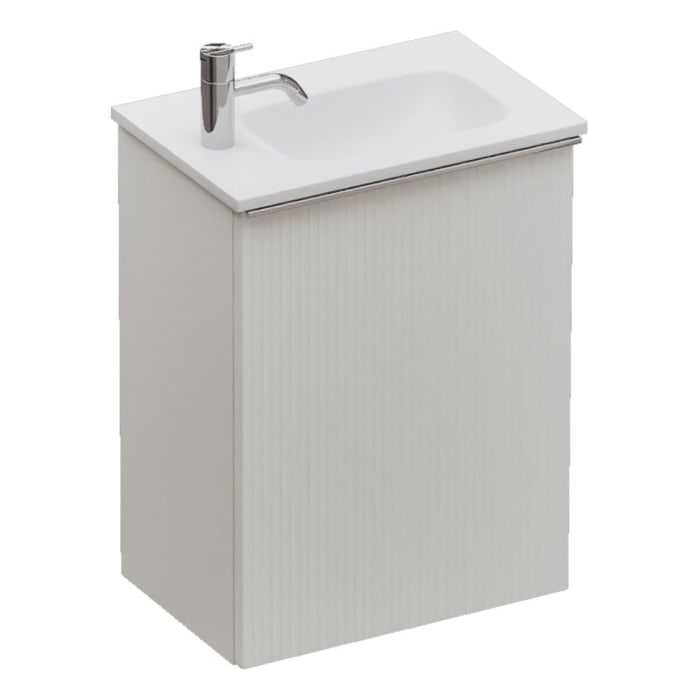 burgbad Fiumo 2.0 Mineralguss-Waschtisch mit Waschtischunterschrank 47 cm, mit Griff G0146