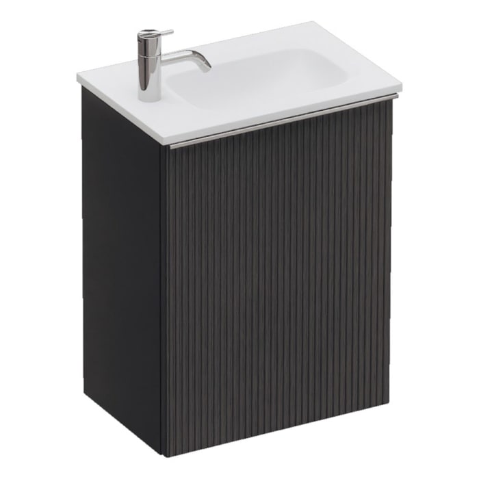 burgbad Fiumo 2.0 Mineralguss-Waschtisch mit Waschtischunterschrank 47 cm, mit Griff G0146