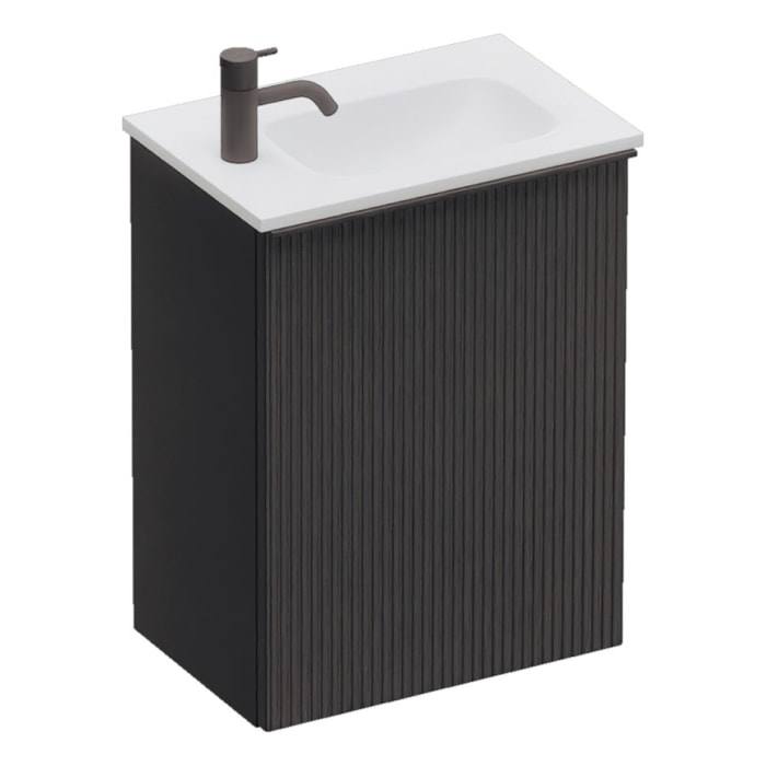 burgbad Fiumo 2.0 Mineralguss-Waschtisch mit Waschtischunterschrank 47 cm, mit Griff G0200