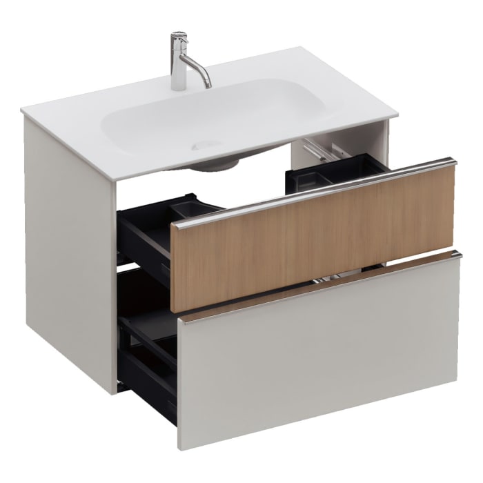 burgbad Fiumo 2.0 Mineralguss-Waschtisch mit Waschtischunterschrank 82 cm, mit Griff G0146