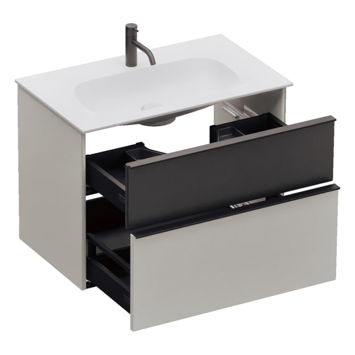 burgbad Fiumo 2.0 Mineralguss-Waschtisch mit Waschtischunterschrank 82 cm, mit Griff G0200