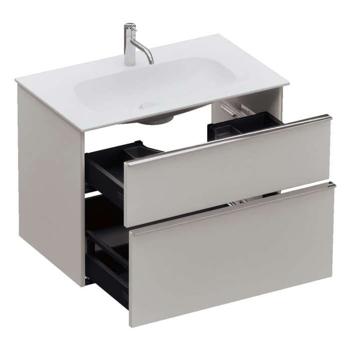 burgbad Fiumo 2.0 Mineralguss-Waschtisch mit Waschtischunterschrank 82 cm, mit Griff G0146