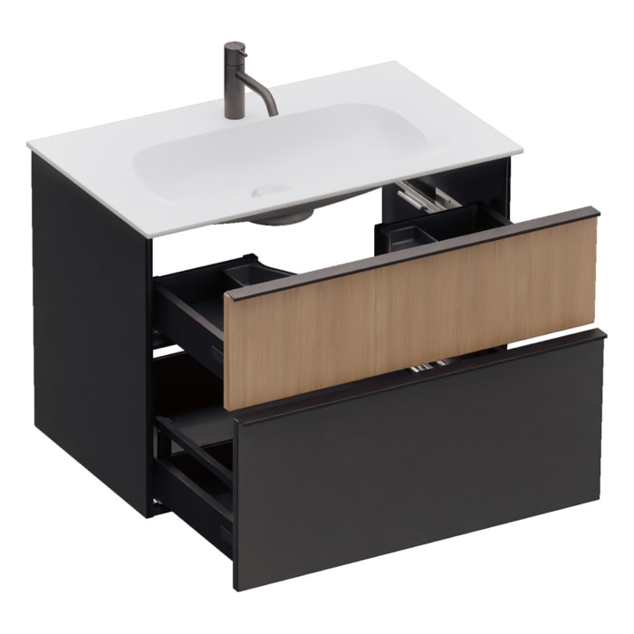 burgbad Fiumo 2.0 Mineralguss-Waschtisch mit Waschtischunterschrank 82 cm, mit Griff G0200