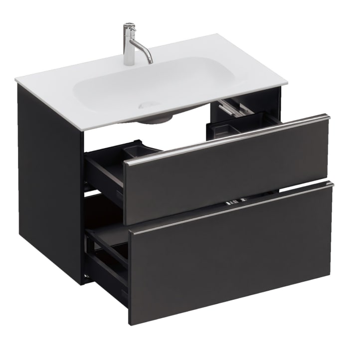 burgbad Fiumo 2.0 Mineralguss-Waschtisch mit Waschtischunterschrank 82 cm, mit Griff G0146