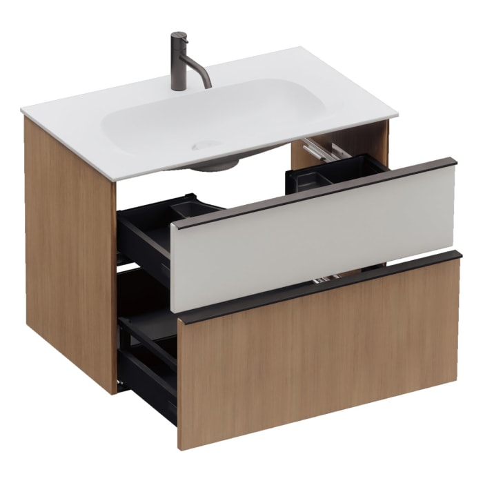 burgbad Fiumo 2.0 Mineralguss-Waschtisch mit Waschtischunterschrank 82 cm, mit Griff G0200