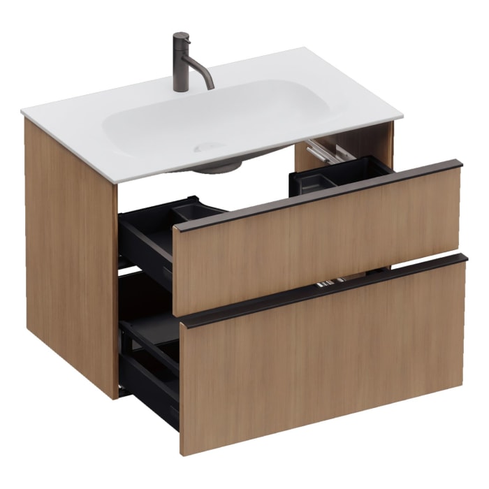 burgbad Fiumo 2.0 Mineralguss-Waschtisch mit Waschtischunterschrank 82 cm, mit Griff G0200