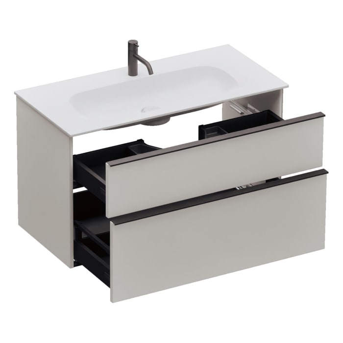 burgbad Fiumo 2.0 Mineralguss-Waschtisch mit Waschtischunterschrank 102 cm, mit Griff G0200