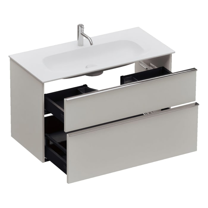 burgbad Fiumo 2.0 Mineralguss-Waschtisch mit Waschtischunterschrank 102 cm, mit Griff G0146