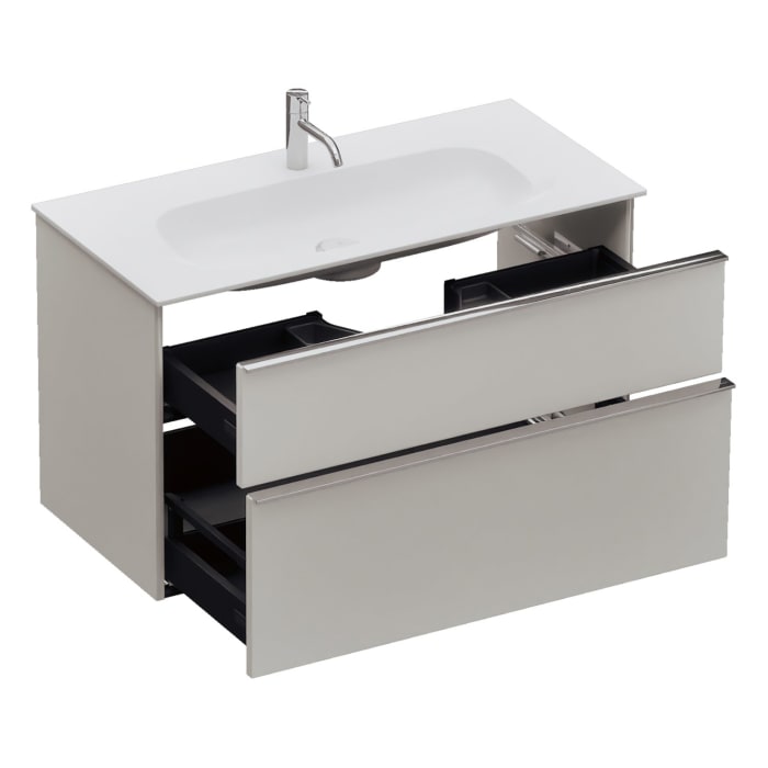 burgbad Fiumo 2.0 Mineralguss-Waschtisch mit Waschtischunterschrank 102 cm, mit Griff G0146