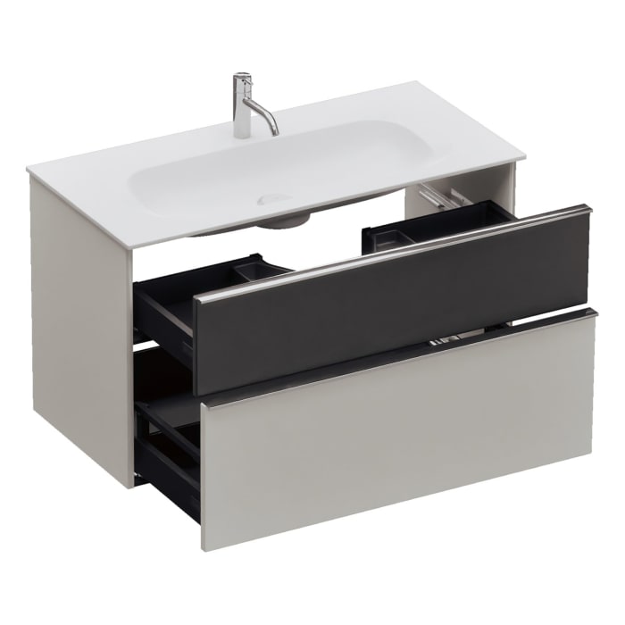 burgbad Fiumo 2.0 Mineralguss-Waschtisch mit Waschtischunterschrank 102 cm, mit Griff G0146