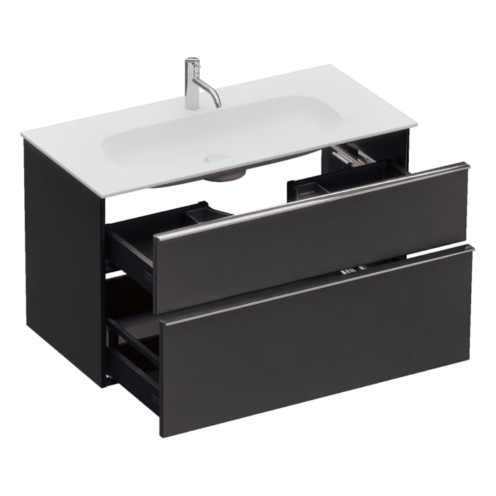 burgbad Fiumo 2.0 Mineralguss-Waschtisch mit Waschtischunterschrank 102 cm, mit Griff G0146