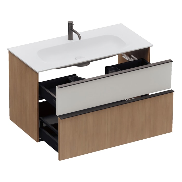 burgbad Fiumo 2.0 Mineralguss-Waschtisch mit Waschtischunterschrank 102 cm, mit Griff G0200