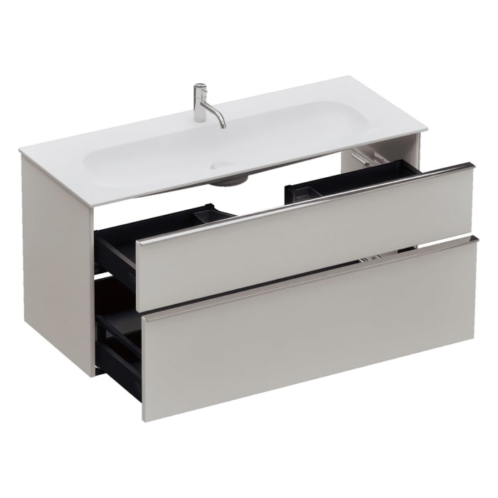 burgbad Fiumo 2.0 Mineralguss-Waschtisch mit Waschtischunterschrank 122 cm, mit Griff G0146