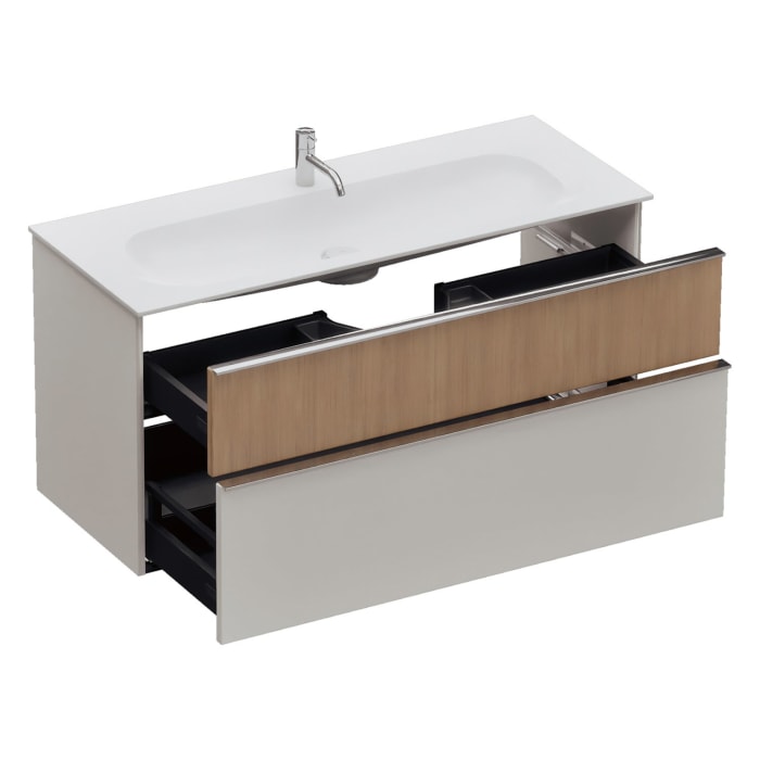 burgbad Fiumo 2.0 Mineralguss-Waschtisch mit Waschtischunterschrank 122 cm, mit Griff G0146