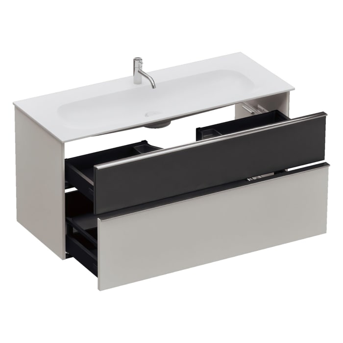 burgbad Fiumo 2.0 Mineralguss-Waschtisch mit Waschtischunterschrank 122 cm, mit Griff G0146