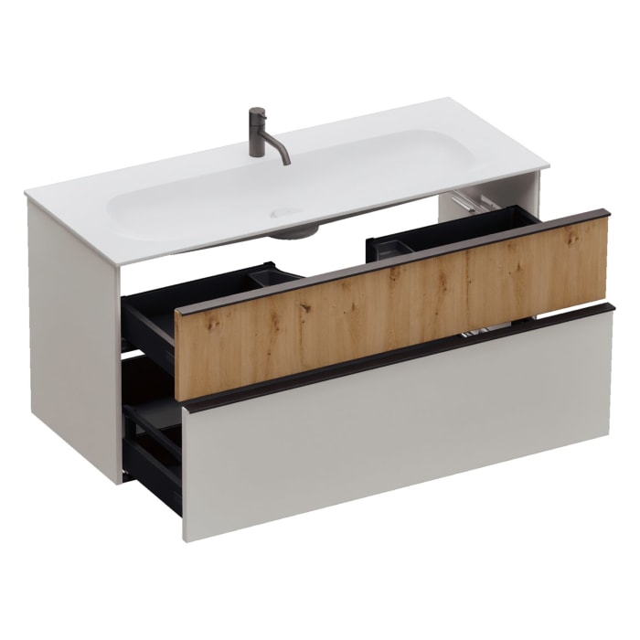 burgbad Fiumo 2.0 Mineralguss-Waschtisch mit Waschtischunterschrank 122 cm, mit Griff G0200