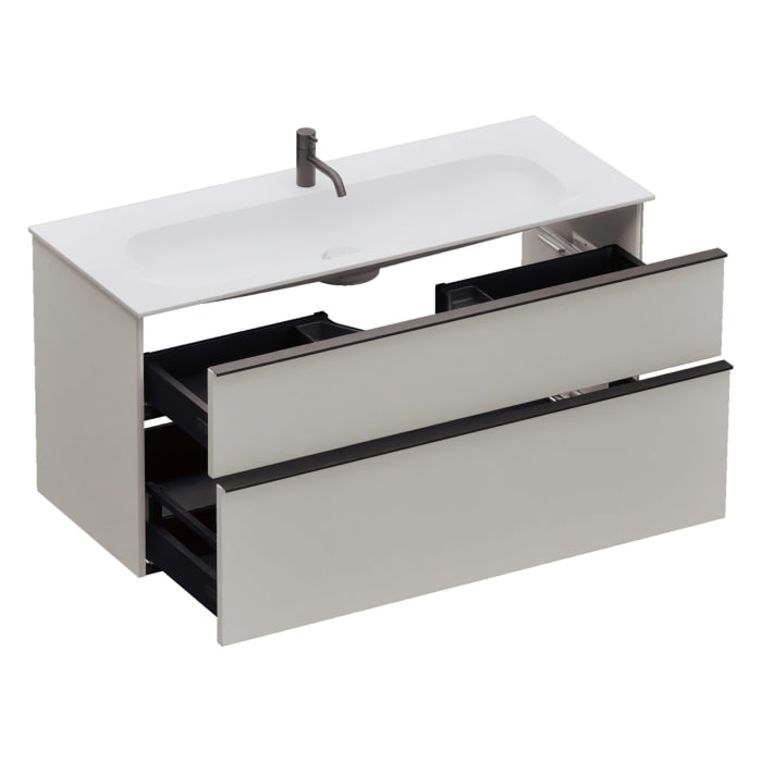 burgbad Fiumo 2.0 Mineralguss-Waschtisch mit Waschtischunterschrank 122 cm, mit Griff G0200