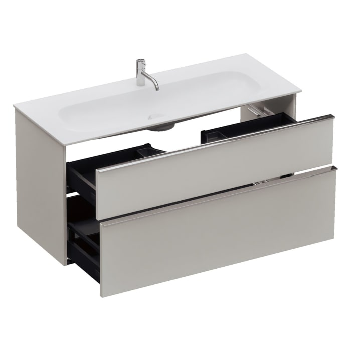 burgbad Fiumo 2.0 Mineralguss-Waschtisch mit Waschtischunterschrank 122 cm, mit Griff G0146