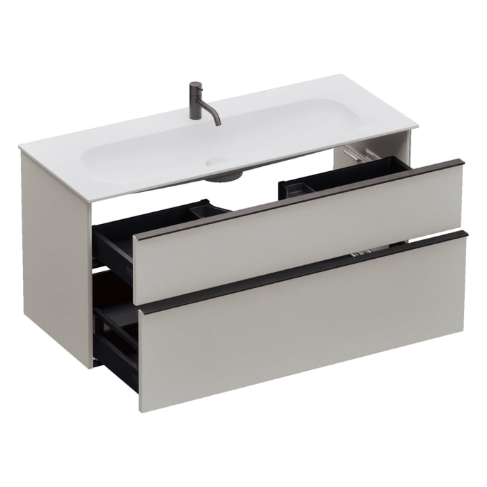 burgbad Fiumo 2.0 Mineralguss-Waschtisch mit Waschtischunterschrank 122 cm, mit Griff G0200