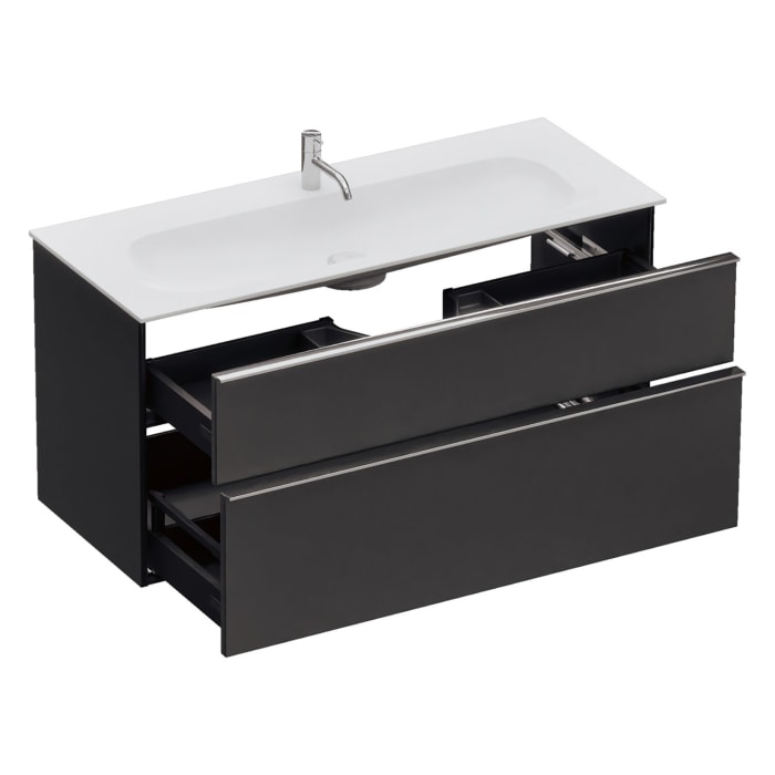 burgbad Fiumo 2.0 Mineralguss-Waschtisch mit Waschtischunterschrank 122 cm, mit Griff G0146