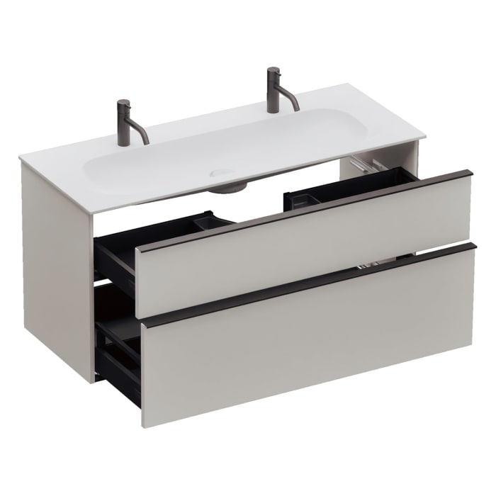 burgbad Fiumo 2.0 Mineralguss-Waschtisch mit Waschtischunterschrank 122 cm, mit Griff G0200