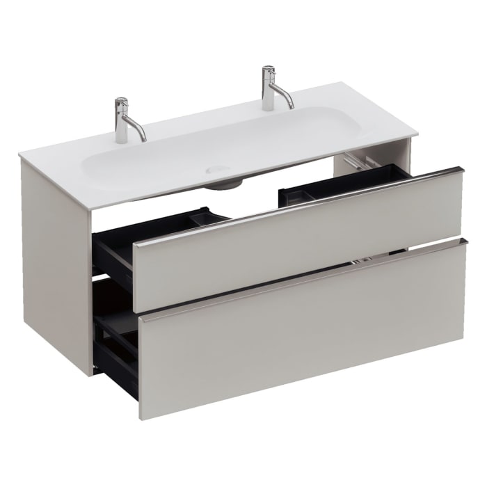 burgbad Fiumo 2.0 Mineralguss-Waschtisch mit Waschtischunterschrank 122 cm, mit Griff G0146