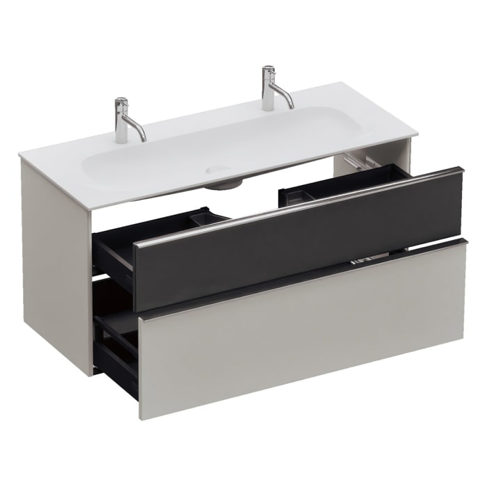 burgbad Fiumo 2.0 Mineralguss-Waschtisch mit Waschtischunterschrank 122 cm, mit Griff G0146