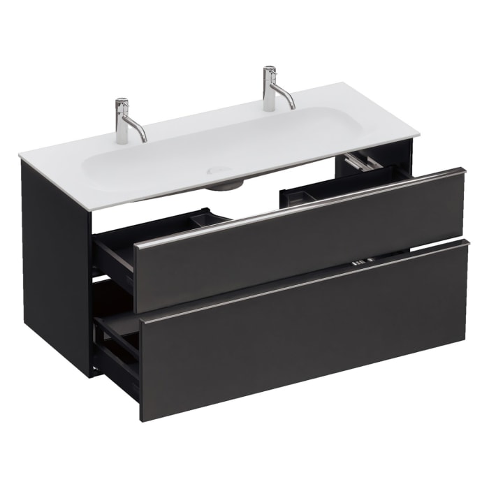 burgbad Fiumo 2.0 Mineralguss-Waschtisch mit Waschtischunterschrank 122 cm, mit Griff G0146