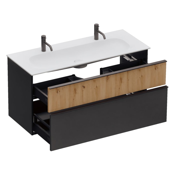 burgbad Fiumo 2.0 Mineralguss-Waschtisch mit Waschtischunterschrank 122 cm, mit Griff G0200