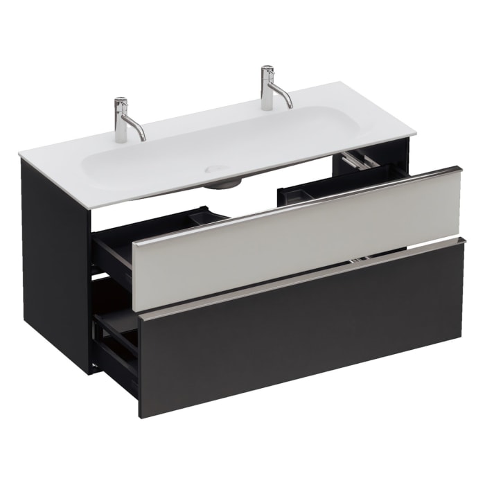 burgbad Fiumo 2.0 Mineralguss-Waschtisch mit Waschtischunterschrank 122 cm, mit Griff G0146