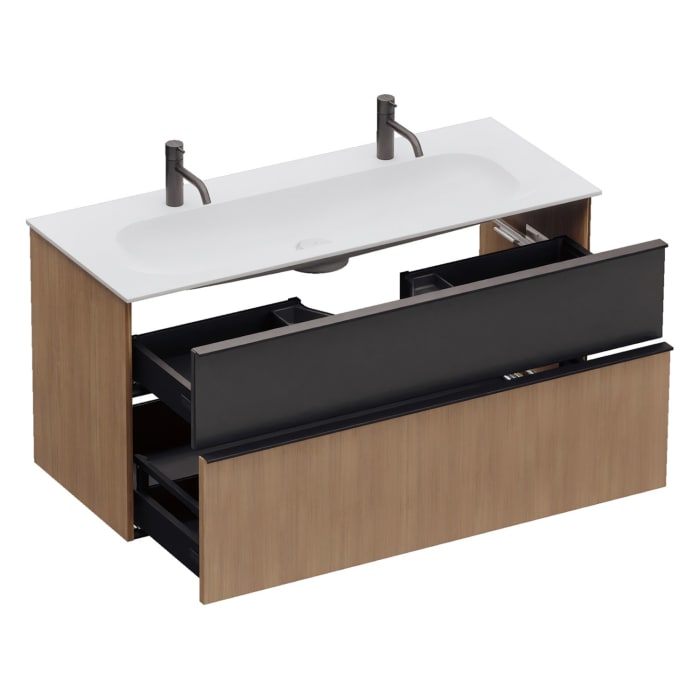 burgbad Fiumo 2.0 Mineralguss-Waschtisch mit Waschtischunterschrank 122 cm, mit Griff G0200